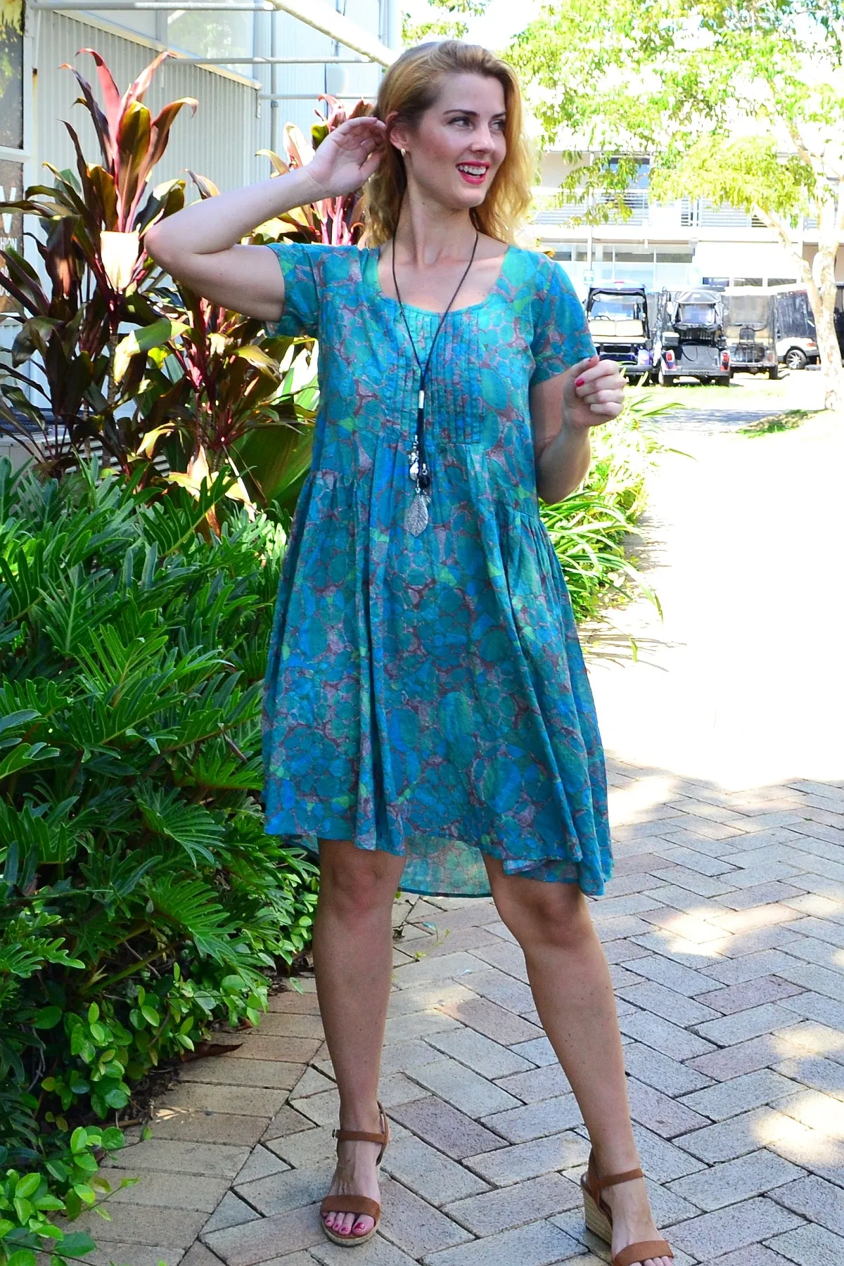 Emerald Aqua Abstract Tunic Dress
