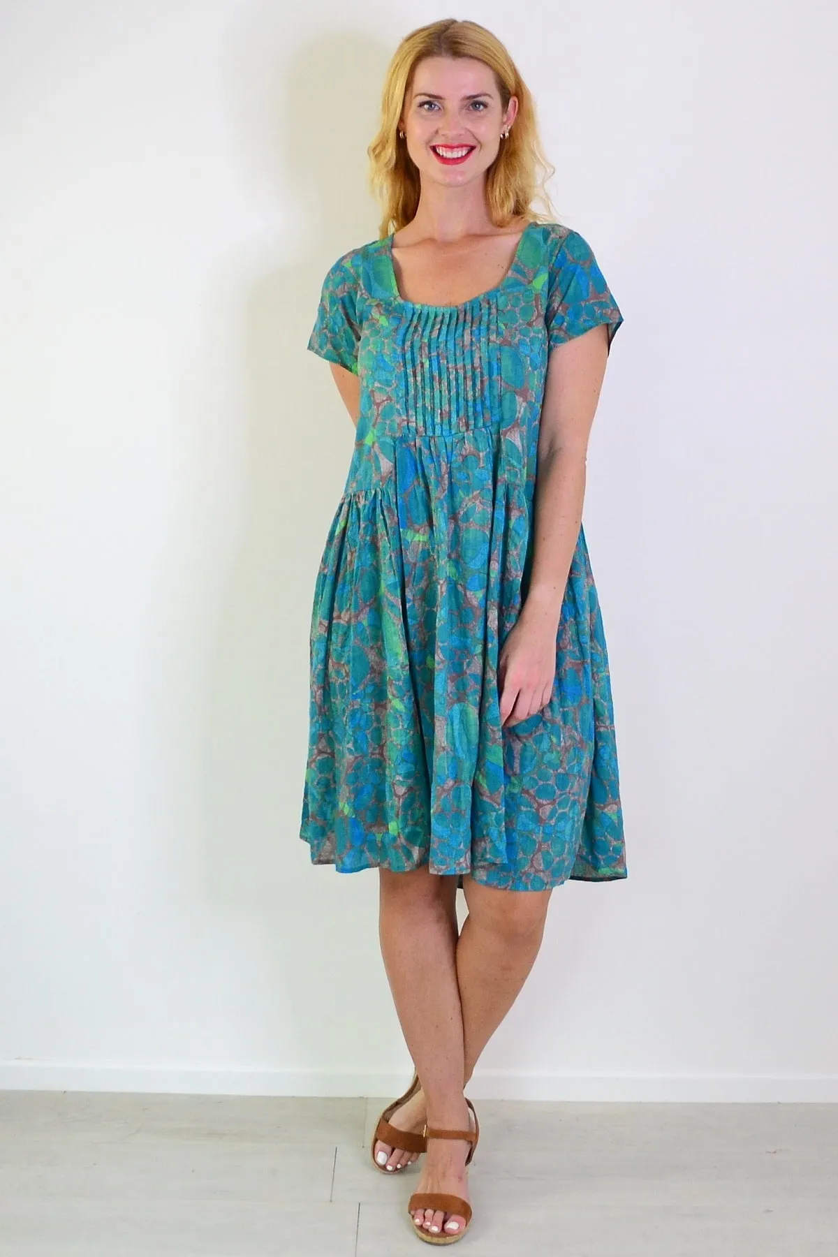 Emerald Aqua Abstract Tunic Dress
