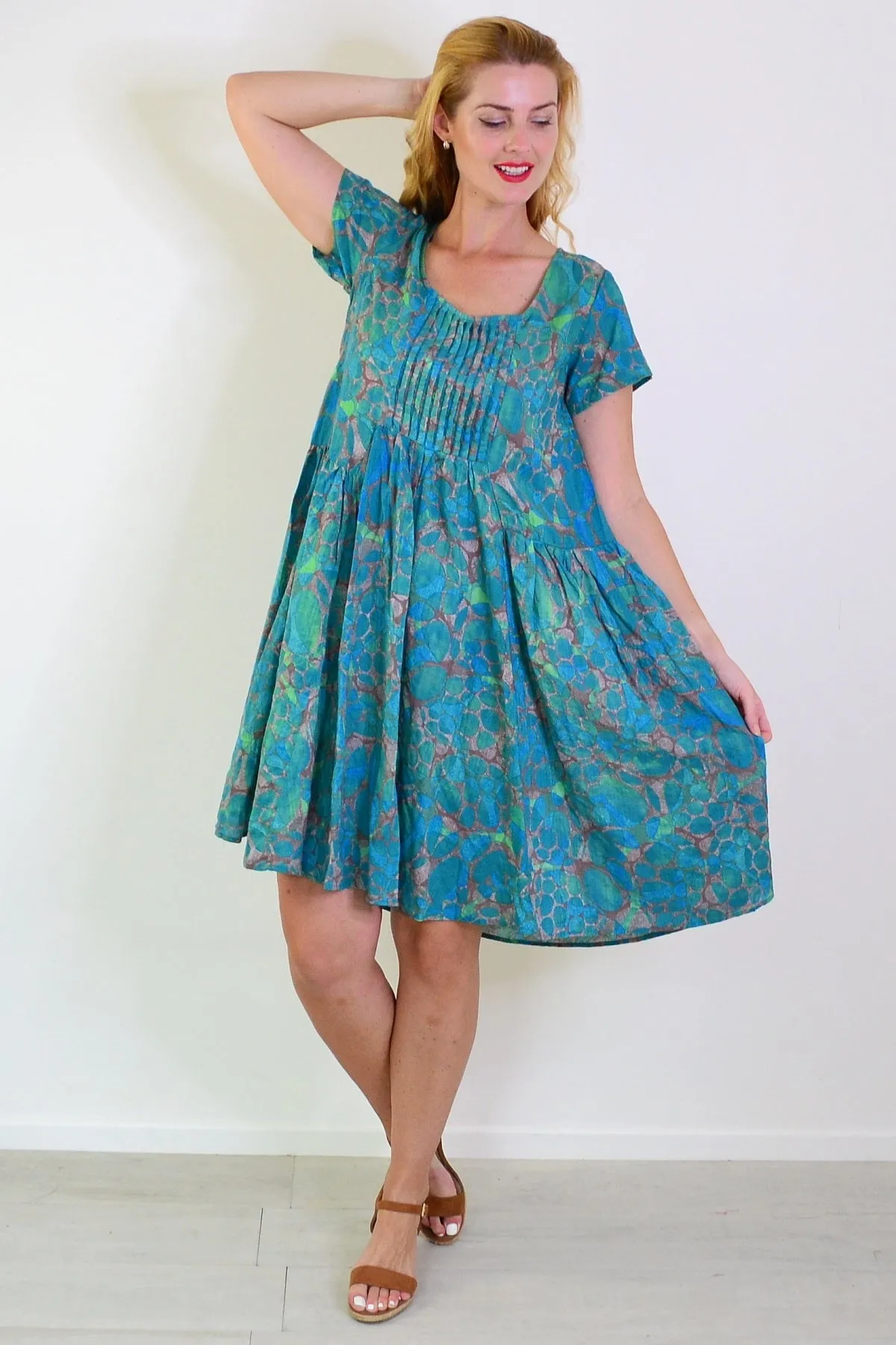 Emerald Aqua Abstract Tunic Dress