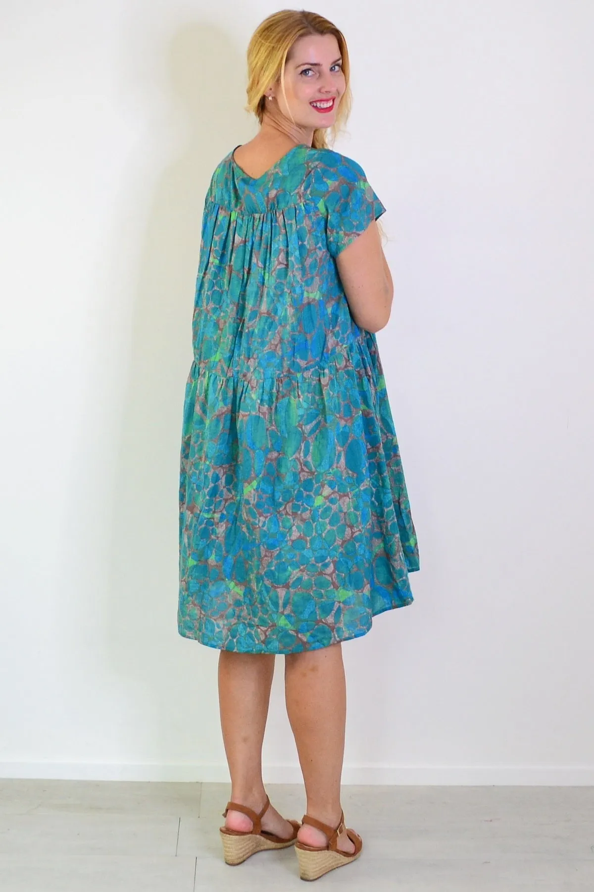 Emerald Aqua Abstract Tunic Dress