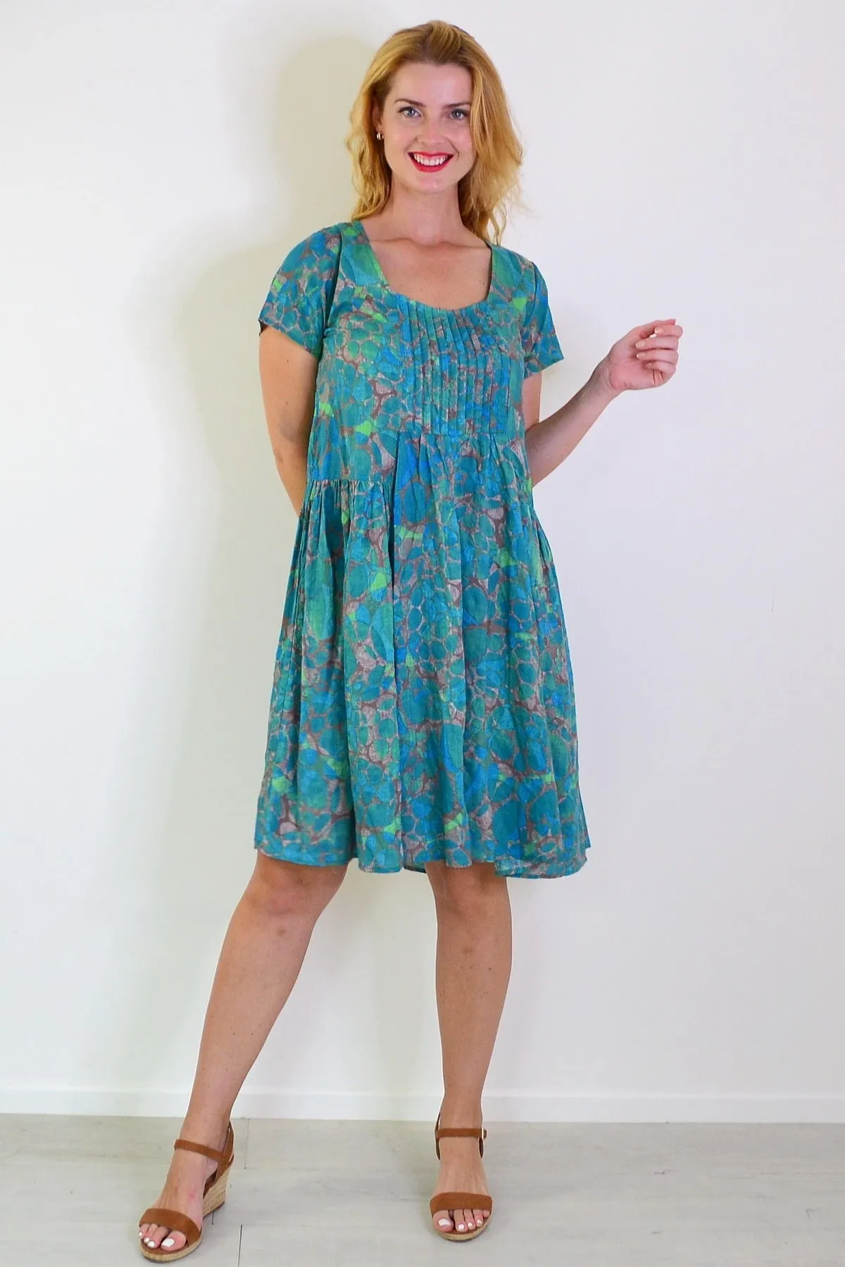 Emerald Aqua Abstract Tunic Dress