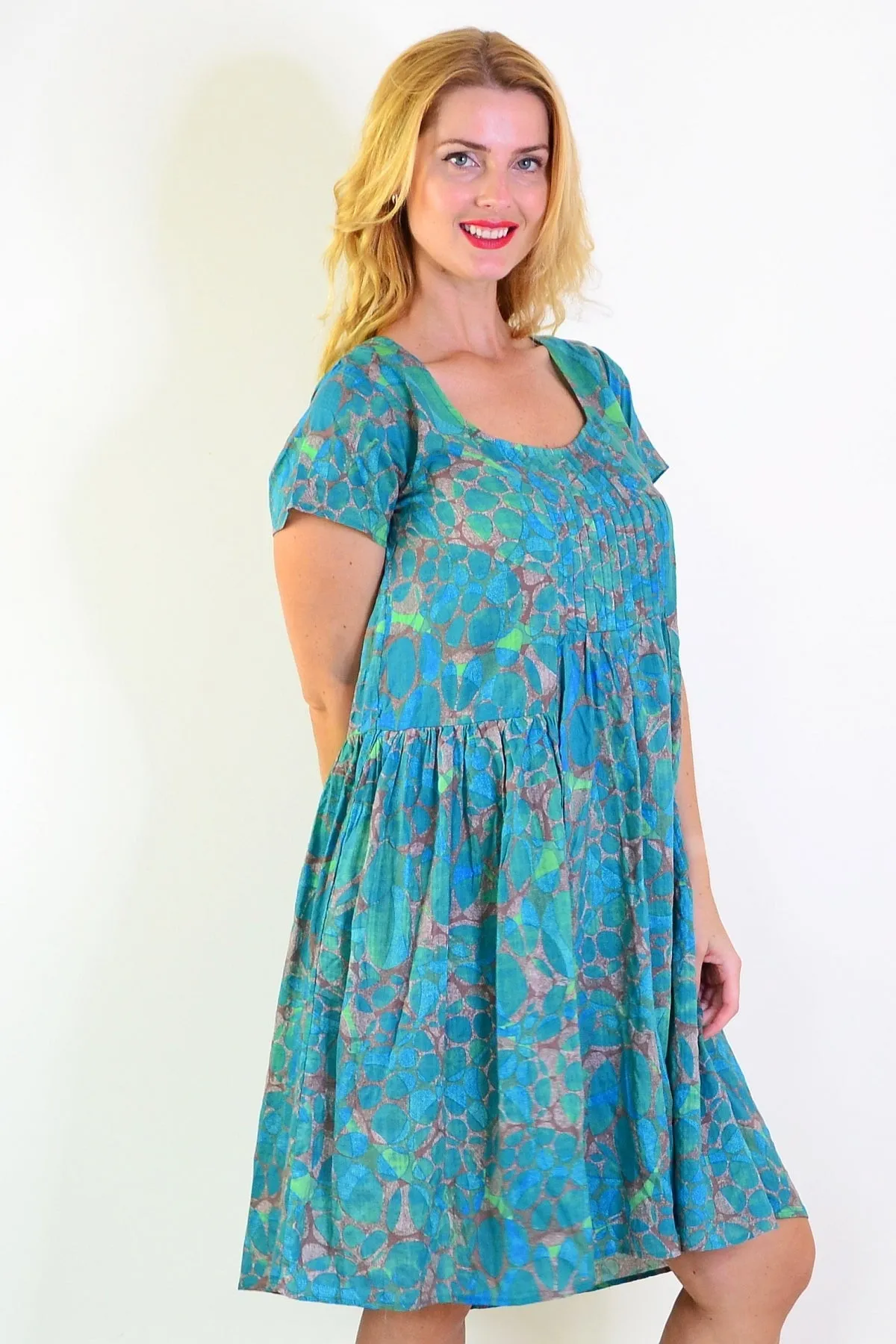 Emerald Aqua Abstract Tunic Dress