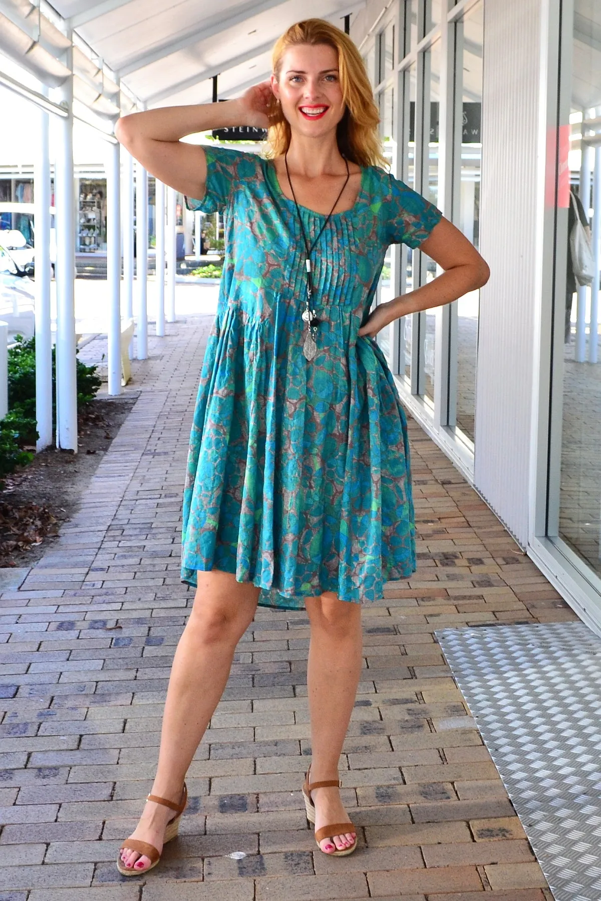 Emerald Aqua Abstract Tunic Dress
