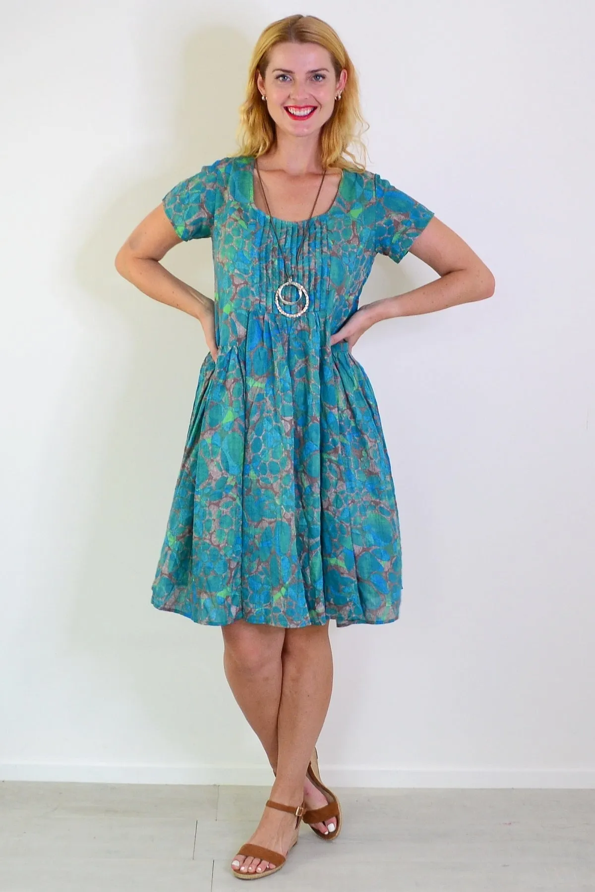 Emerald Aqua Abstract Tunic Dress