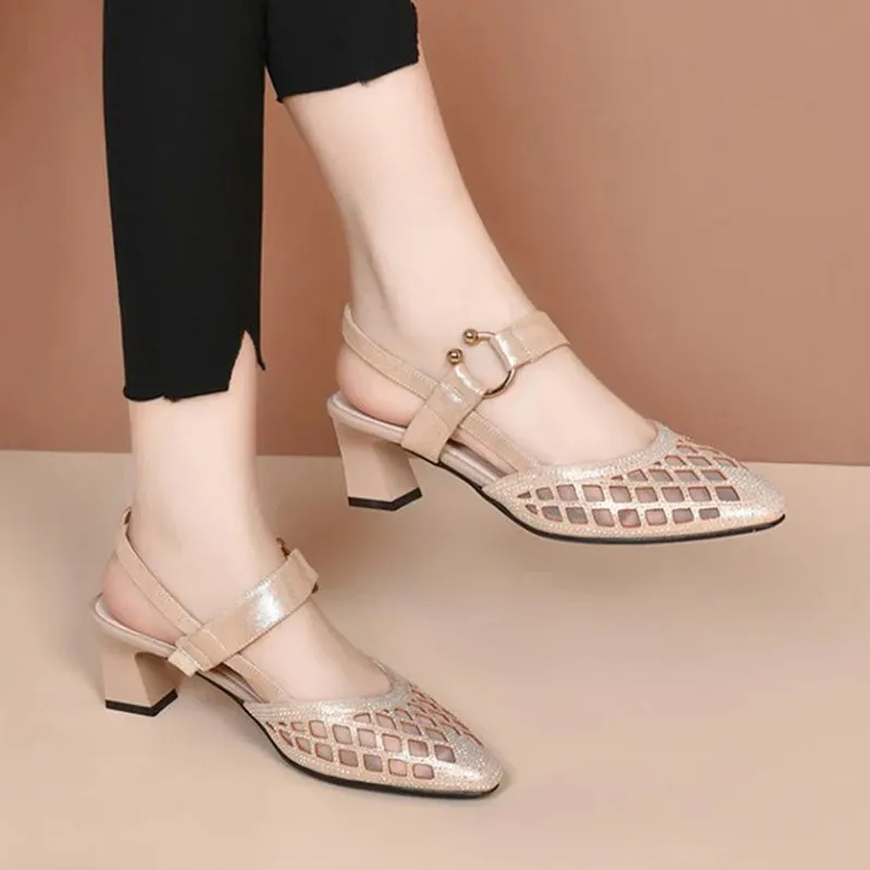 Hot Sale 40% OFFPointy Toe Ankle Strap Rhinestone Sandals