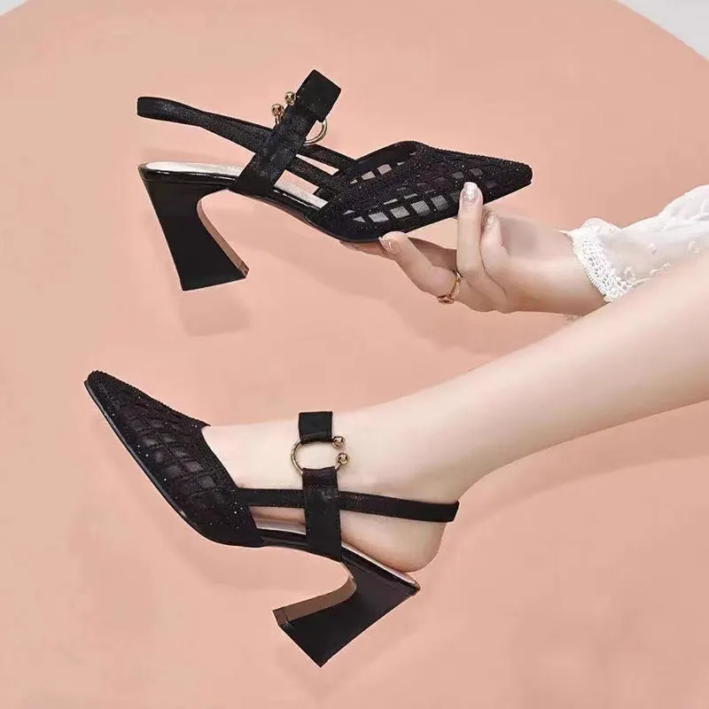 Hot Sale 40% OFFPointy Toe Ankle Strap Rhinestone Sandals
