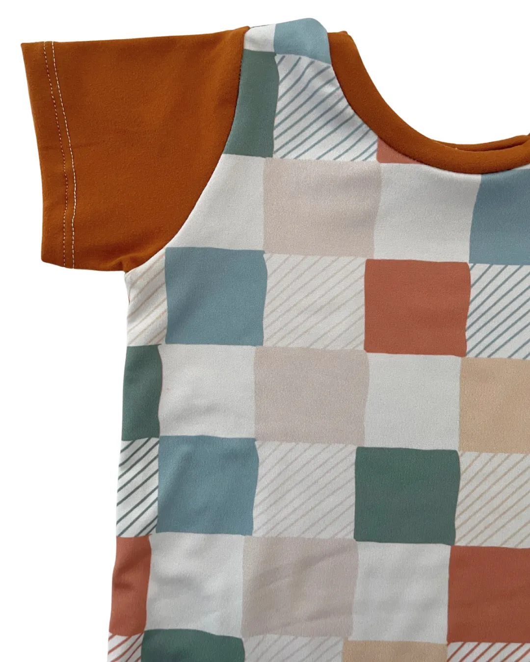 Muted Check Zip Romper