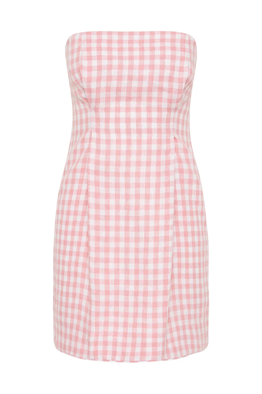 ROSALIE STRAPLESS MINI DRESS - PINK GINGHAM