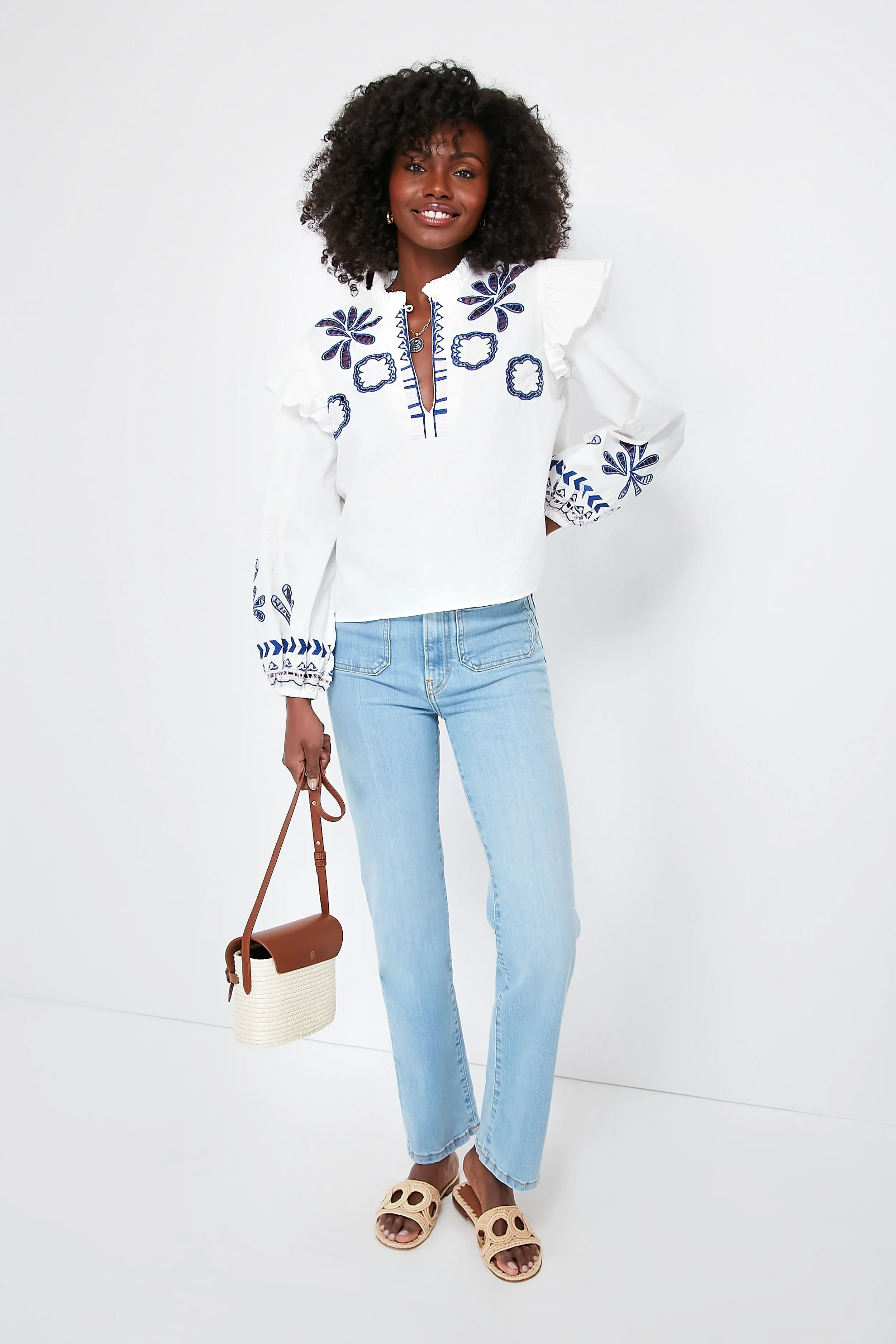 Soumy White Dilli Embroidered Blouse