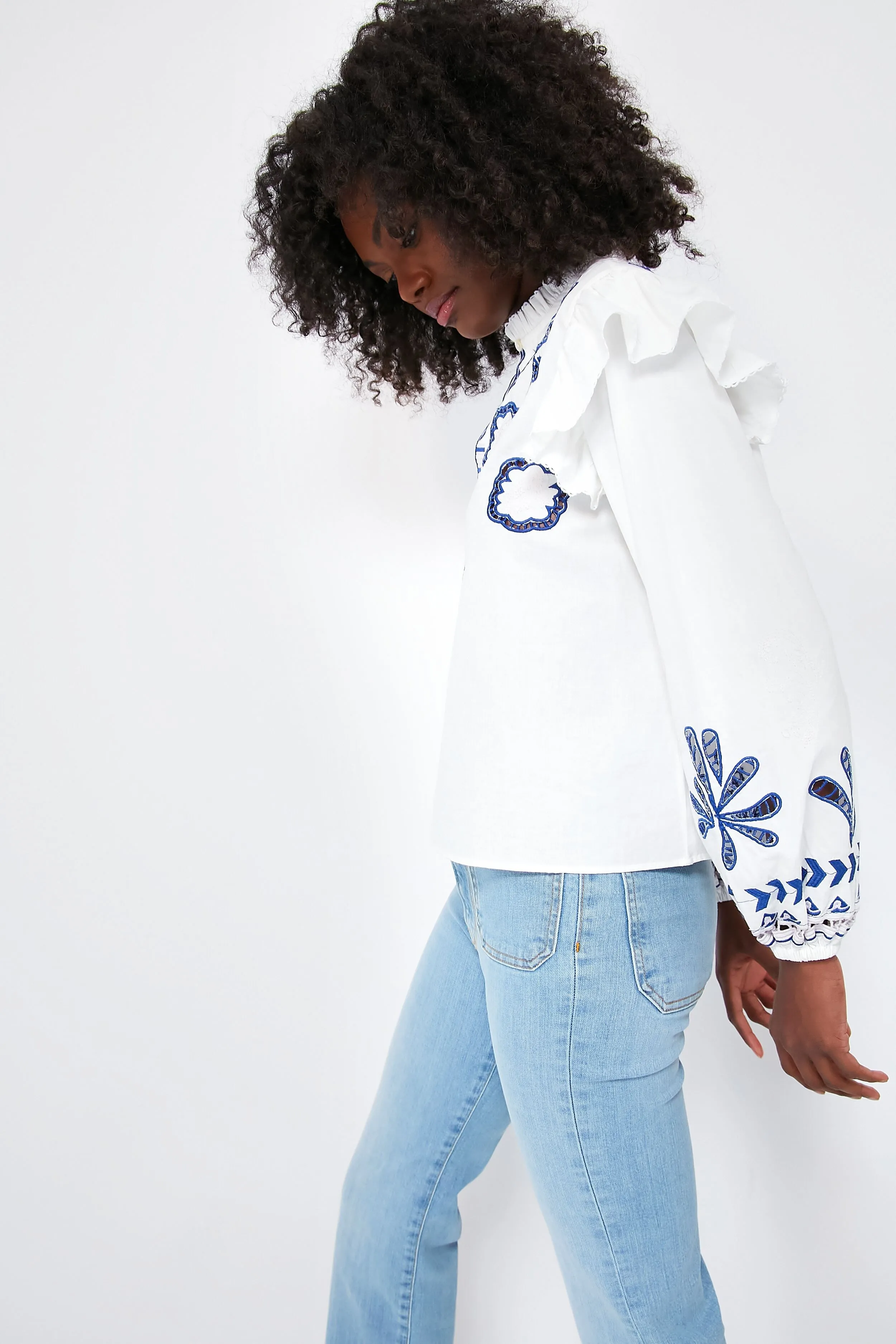 Soumy White Dilli Embroidered Blouse