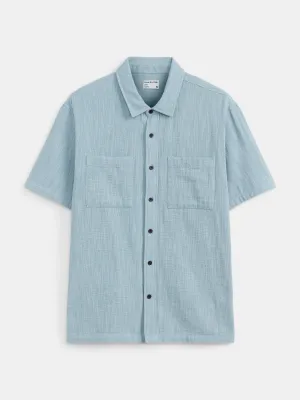 The Double Cloth Shirt in Muted Blue