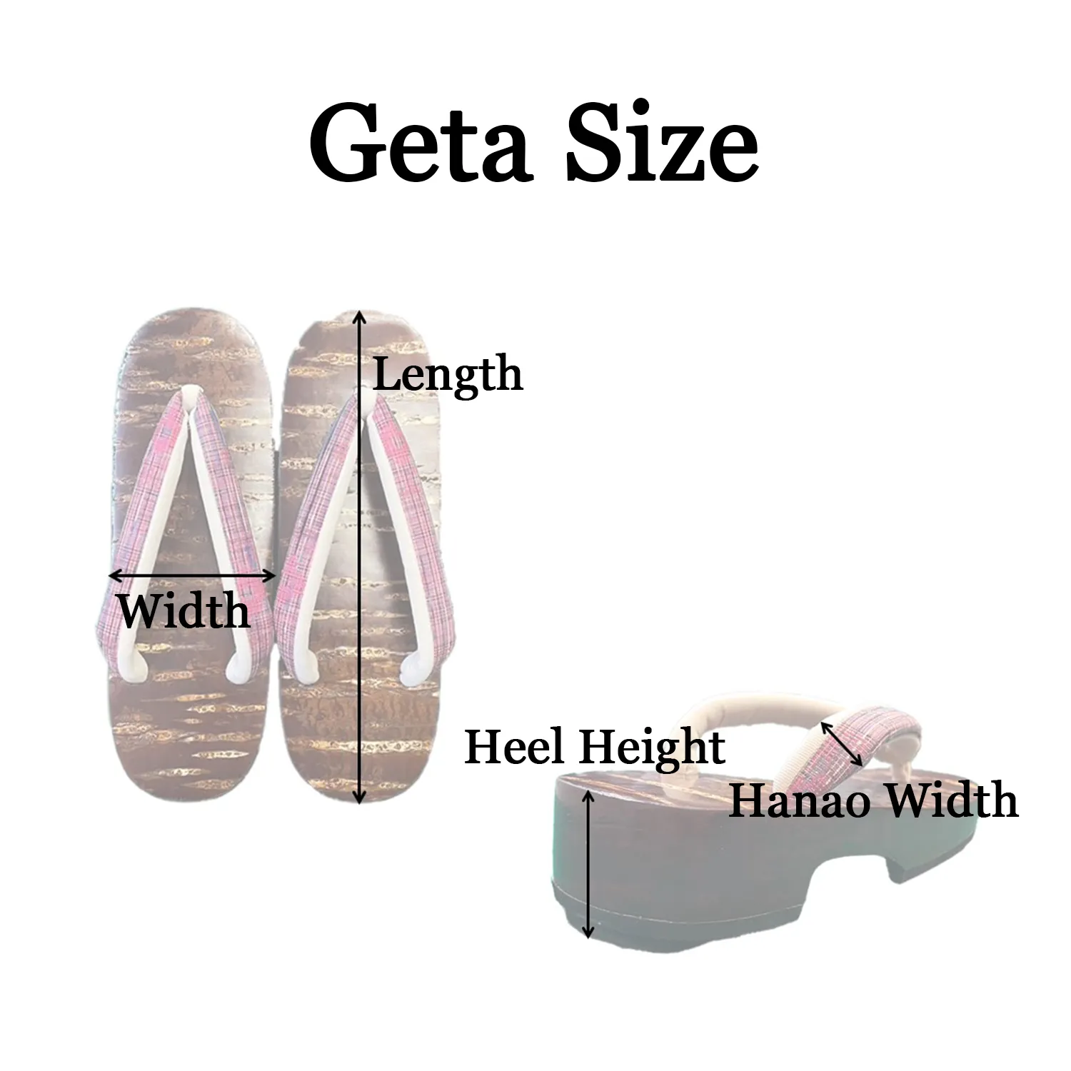 Woman's Wooden Geta Sandals : Dark Red Flowers & Brown sole