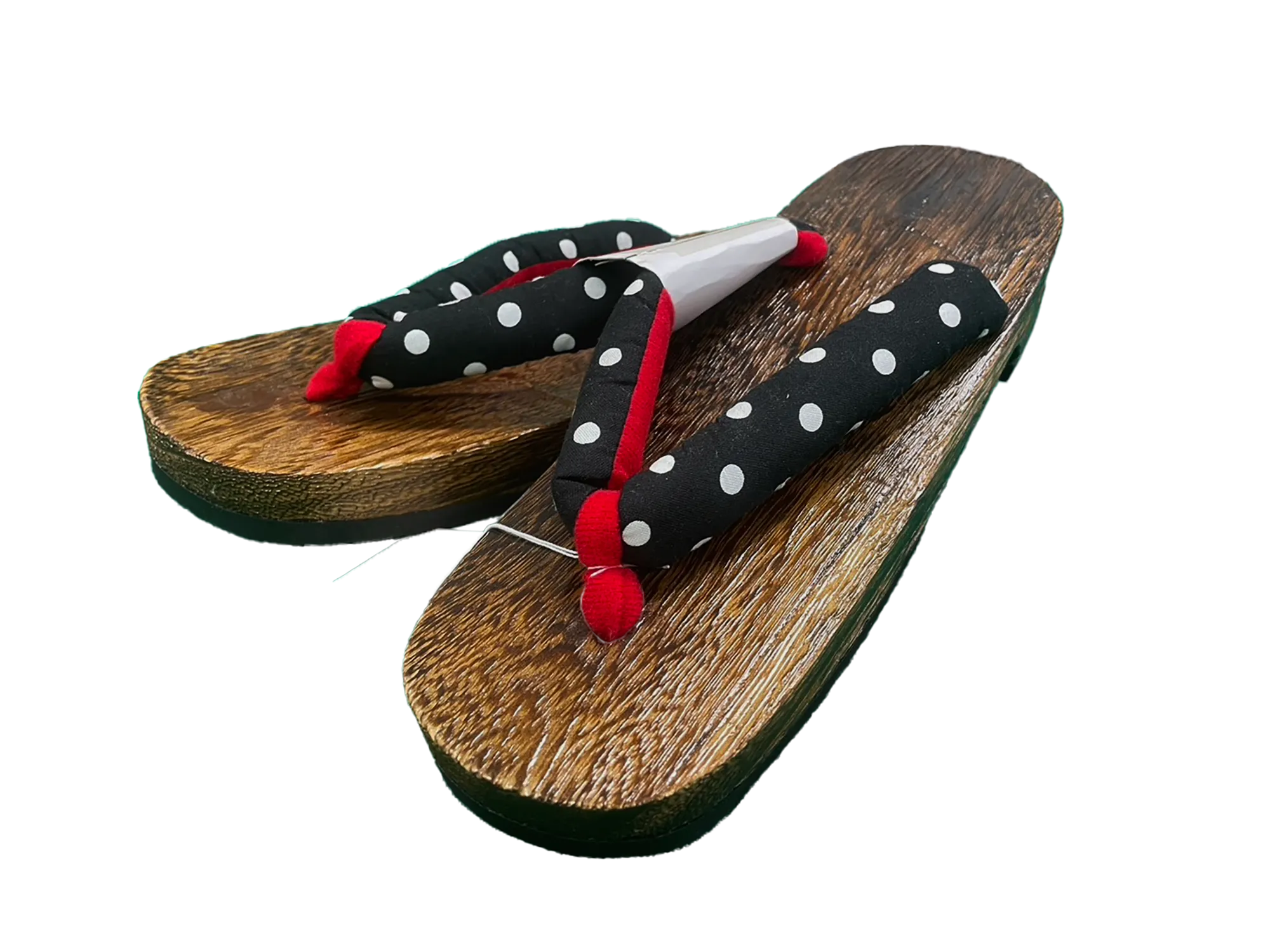 Woman's Wooden Geta Sandals : Drop of Water & Brown sole