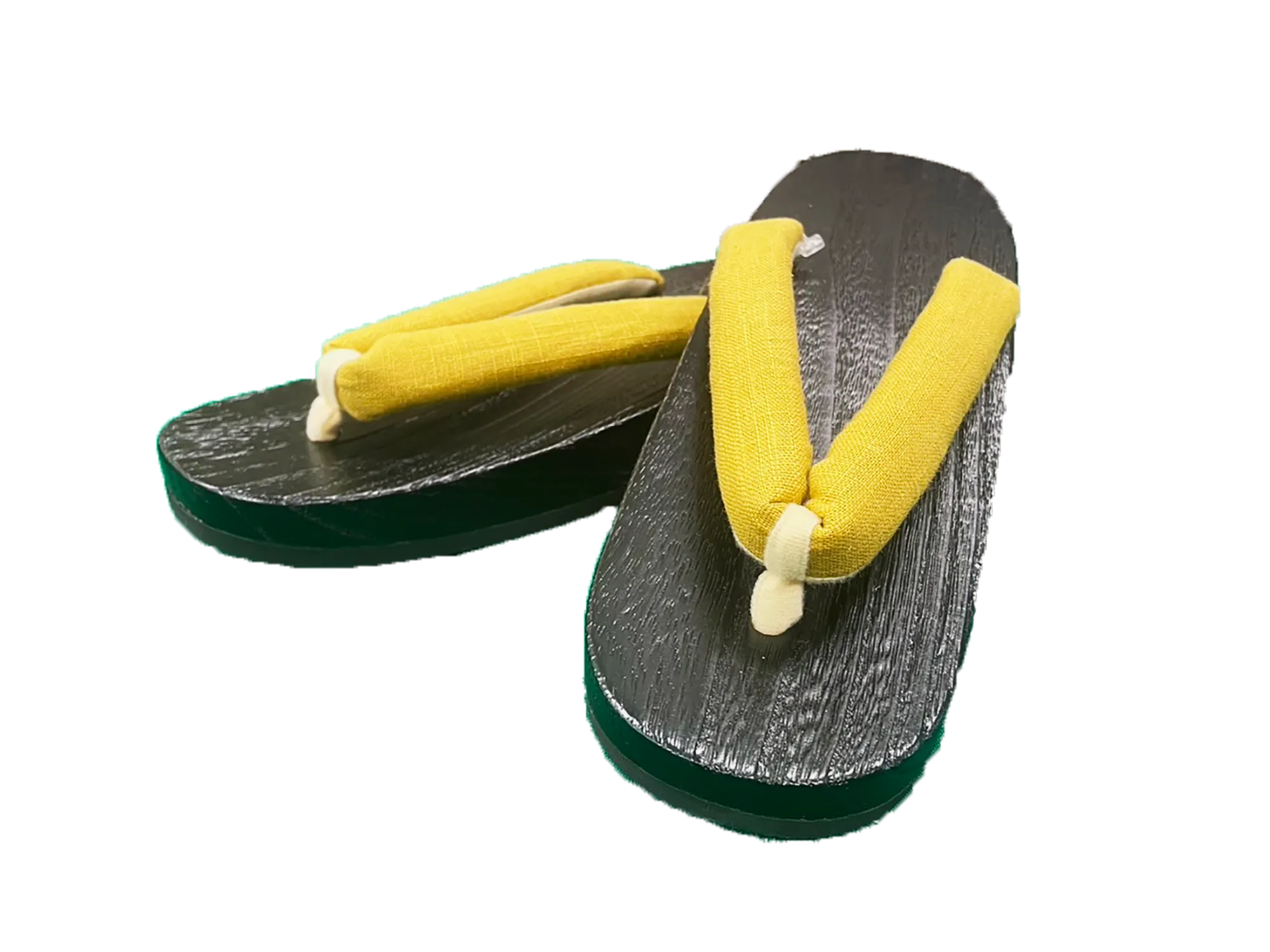 Woman's Wooden Geta Sandals : Yellow & Black sole